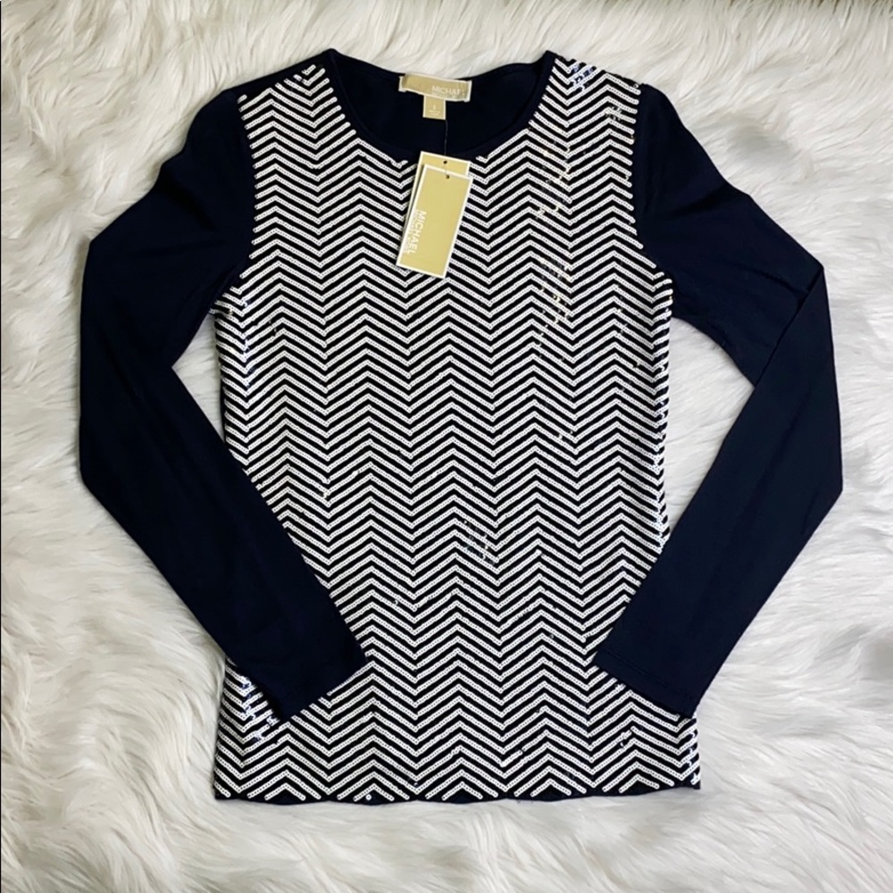 Michael Kors long sleeve sequin shirt